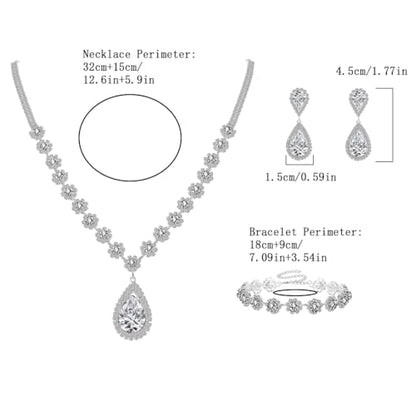 Silver Plated Necklace Earrings Bracelet Crystal Bridal Wedding Jewelry Sets for Wedding princess birthday party Halloween Prom Pageant Jewelry - color: 1-white