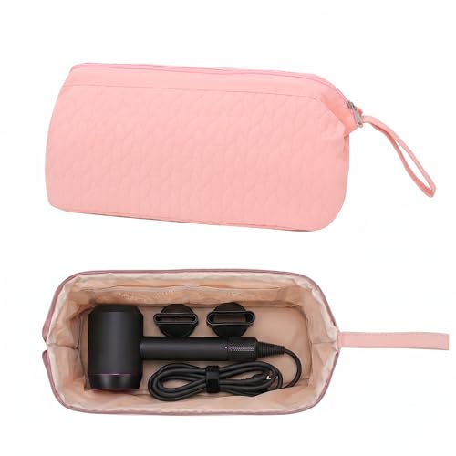 TeeYee Nylon Hair Tools Travel Bag for Dyson Airwrap Quilted Toiletry Bag | Travel Storage Bag for Shark Flexstyle/Curling Iron,Water-repellent,Wide-open,Well-structured,Heat-safe lining,002pink - color: 002Pink