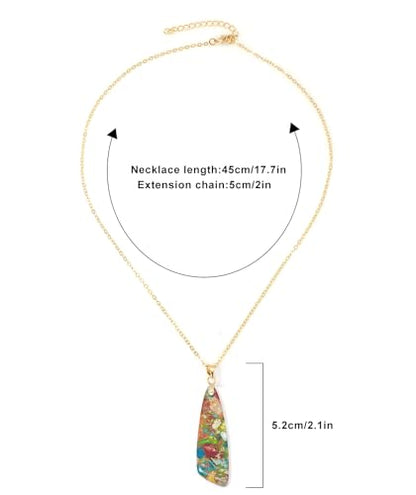 Nature Stone Necklaces for Women Boho Pendant Necklace 18K Gold Chain Necklaces - color: Colorful Gold