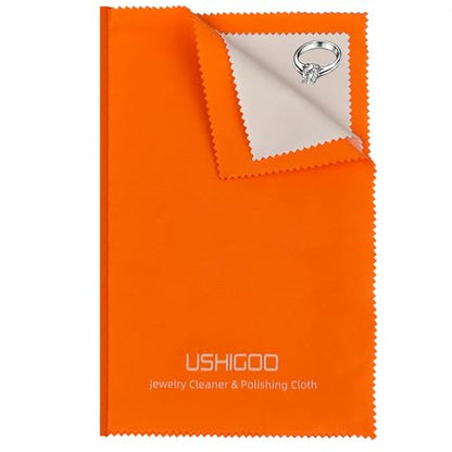 2PCS Polishing Cleaning Cloth for Gold, Silver, and Platinum Jewelry, Eco Friendly Large Cleaner Cloth 6.3 x 9.8 in. Keeps Jewelry Clean and Shiny (Orange) | Sterling Silver Gold Platinum Tarnish Remover,Non-Toxic Eco Friendly,Jewelry Cleaning Cloth - col