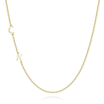 M MOOHAM Sideways Two Initial Necklaces for Women Girls Birthday Gifts | Dainty 14K Gold-Plated, Custom Initial Necklace, Letter Necklace Jewelry, Birthday Gifts for Women Wife Mom Sister Friends - color: initial C & initial K