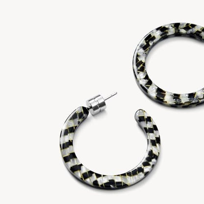 Circle Hoop Earrings Acetate Resin Fashion Jewelry for Women - color: Perle Noir, size: Mini