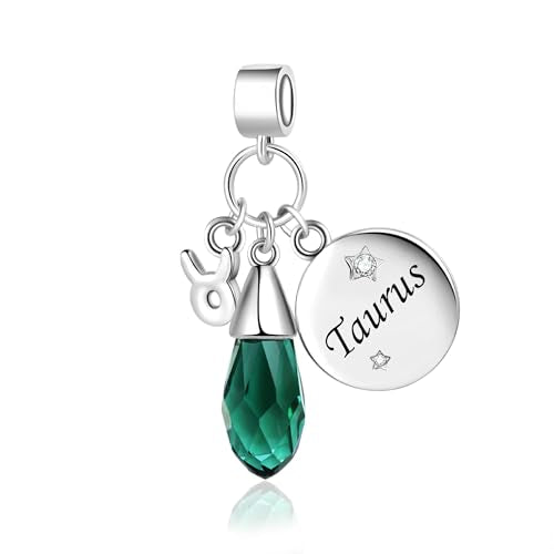 LSxAB Birthday Birthstone Zodiac Sign Charm Compatible with Pandora Charms Bracelets for Women - style: 05 Taurus