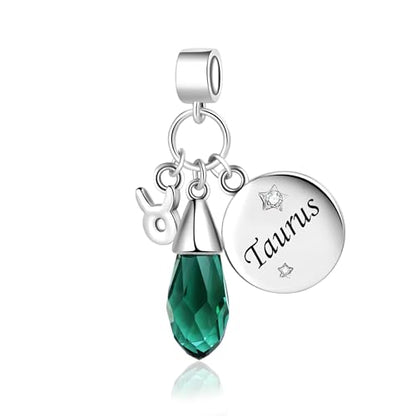 LSxAB Birthday Birthstone Zodiac Sign Charm Compatible with Pandora Charms Bracelets for Women - style: 05 Taurus