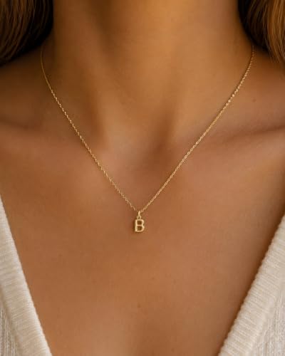 Gold Puffed Initial Letter Charm - 10 Karat Gold - 3D Bubble Letter Pendant - style: Letter b