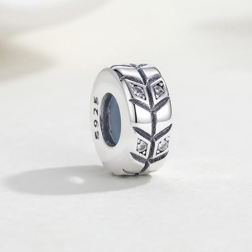 KEQ 925 Silver Spacer Stopper Bead Charms Clearance for Pandora Bracelets Birthstone CZ Always Stopper Birthday Gifts for Mom Grandmom Granddaughter Wife Sisters Friends - color: Double row of CZ(2 Pcs)