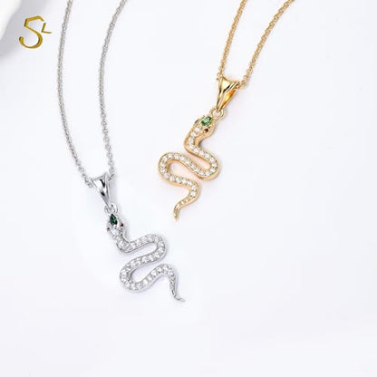 Snake Necklace Dainty Pendant With Cubic Zirconia, Layered Choker, Punk Animal Jewelry, Cool Wedding High Jewelry Party for Women Teen Friends - color: Gold