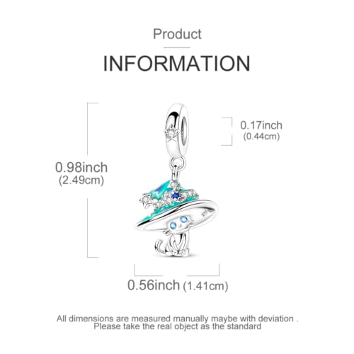 LNQOBU 925 Sterling Silver Charms Color-changing Chameleon Dangle Charm Beads Glow in the Dark Charme fits Pandora Bracelets and Necklace Jewelry Gift for Women - style: The cat's hat can glow