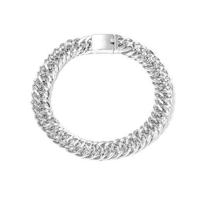 SDA Wide Chunky Gold Chain Necklace - Heavy and Waterproof 316L Surgical Steel with 18K Gold Plating for Modern Men and Women into Hip Hop Fashion - color: B601-White Gold