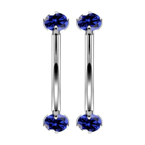 16G Astm F136 Titanium Eyebrow Piercing Jewelry Curved Barbell Eyebrow Ring Vertical Labret Lip Jewelry Daith Rook Earrings Navel Small Belly Button Ring Piercing Jewelry for Women Men CZ - style: 16G, 6MM Length, Blue CZ