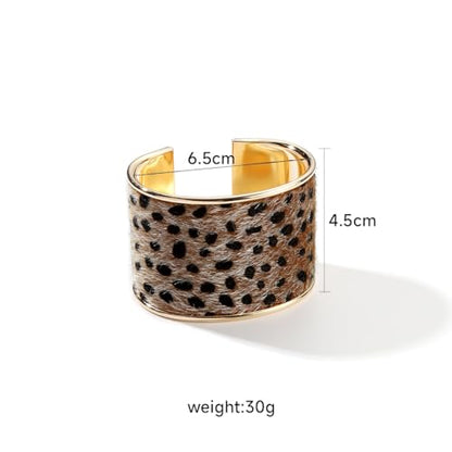 COLORFUL BLING Metal Punk Leopard Print Bangle Bracelet for Women Wide Chunky Gold Stackable Wrapped Open Cuff Bracelets Wristband Statement Jewelry - style: style 2