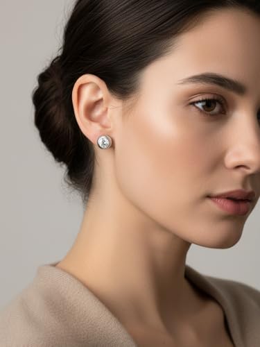 0.6-4 Carat 5A Cubic Zirconia/Simulated Emerald Sparkle Stud Earrings for Women, Hypoallergenic 925 Sterling Silver Posts, Anniversary Birthday Valentines Mothers Day Jewelry Gift - color: White Gold, size: 4.00 Carat (2.00ct * 2)