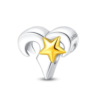 925 Sterling Silver 12 Astrological Signs Charm for Bracelets and Necklace Happy Birthday Charms for Bracelet and Necklace Valentine's Day Mother's Day Gift - style: Aries Charm