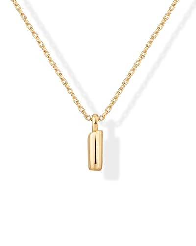 PAVOI 14K Gold Plated Dainty Chunky Bubble Initial Letter Pendant Necklace for Women | Alphabet Letter Necklace - style: - I