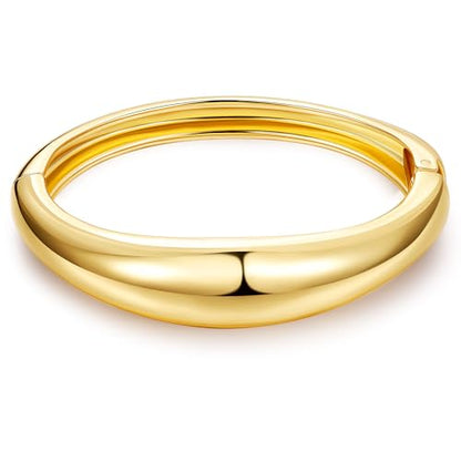 NICEIGHT 18K Gold Plated Chunky Bangle Bracelets for Women Gold Wide Cuff Bangle Bracelet Hammered Minimalist Thick Gold Wrist Wrap Bracelets - color: Gold Bold Bracelet