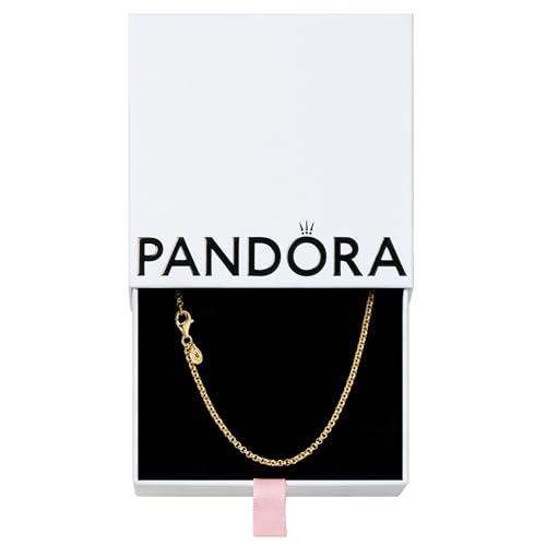PANDORA Rolo Chain Necklace - Adjustable with Lobster Clasp - for Her - 14K Gold-Plated Shine - with Gift Box - 23.6"