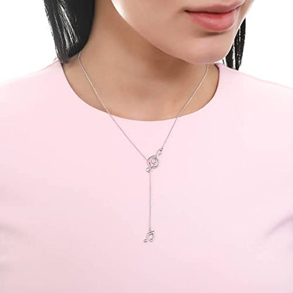 BERRICLE Sterling Silver Lariat Necklace for Women - Celestial Charm, Infinity Cross, Melody Note, Teardrop Styles - style: Melody Note
