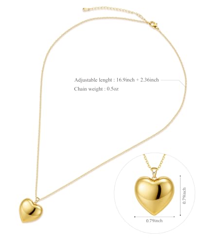 Heart Locket Necklace for Women - 16K Gold Silver Plated Photo Lockets Necklace that Hold 2 Pictures - Great Gift to Keepsake Full of Love and Remembrance, 16.8+2.2 Inch Extension Chain - color: Gold