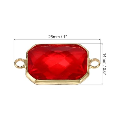 PATIKIL Birthstone Connector Link, Diamond Clear Charm Links, Glass Jewelry Findings Crystal Bead Link for Drop Dangle Pendants Necklace Bracelet Earring - color: Red