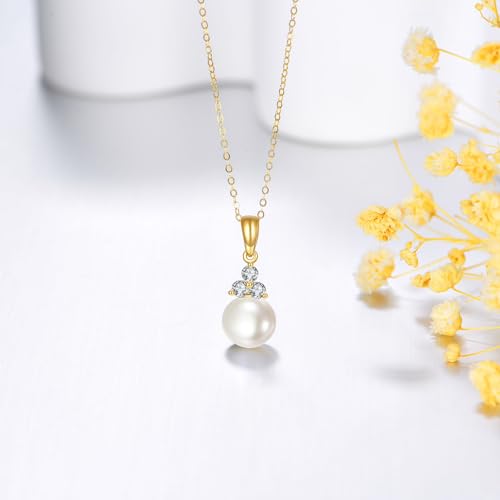 KECHO 14k Gold Pearl Necklace for Women, Freshwater Pearl Pendant Jewelry Wedding Anniversary Birthday Gifts for Her - style: G-Pearl Necklace