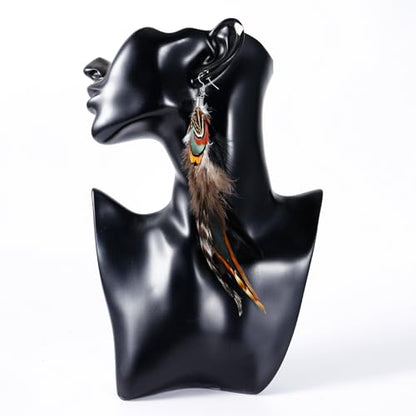 Bohemian Feather Dangle Earrings for Women with Shell Beads Long Tassel Design Drop Earrings - style: Style-Grey