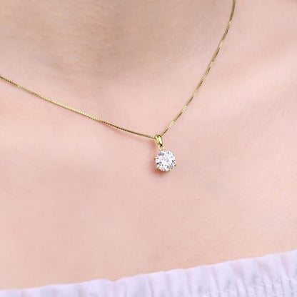JewelryPalace Round 1ct 2ct 3ct Cubic Zirconia Solitaire Pendant Necklace for Women, 925 Sterling Silver 14k White Gold Plated Necklaces for Her, Classic Simulated Diamond Jewelry Set, 18 Inches chain - color: E-2ct-CZ-Yellow Gold Plated
