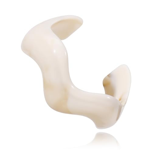 Firstmeet Irregular Bold Open Cuff Acrylic Bangle - Oversized Statement Bracelet for Edgy Style - color: Beige