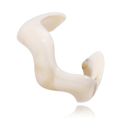 Firstmeet Irregular Bold Open Cuff Acrylic Bangle - Oversized Statement Bracelet for Edgy Style - color: Beige