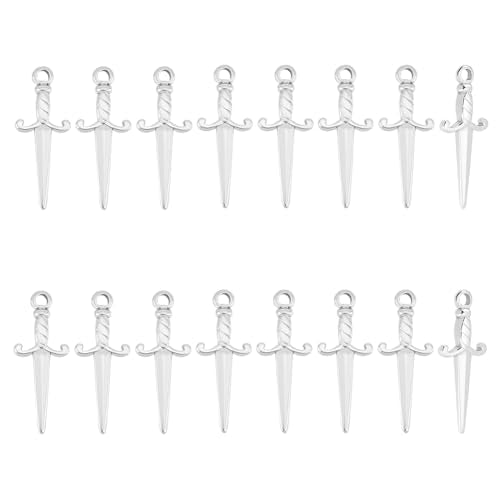 UNICRAFTALE Sword Pendants Stainless Steel Dagger Charms Punk Earring Sword Charms Metal Bracelets Charm for DIY Jewelry Making - color: Stainless Steel Color