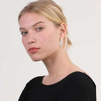 Senteria S925 Sterling Silver Post Twisted Hoop Earrings Hypoallergenic | Lightweight Silver Hoop Earrings AAAAA Cubic Zirconia Nickel Free for Sensitive Ears Twisted Hoops for Women Gifts 20-60MM - color: silver-50mm