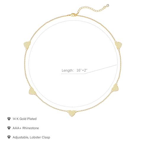 Airmb Heart Necklace for Women Gold/Silver Plated Trendy Heart Choker Lover Pendant Hypoallergenic Fashion Gold/Silver Necklace for Women Love Jewelry Gift for Women Girlfriend - color: 5 Heart-Crushed CZ-Gold