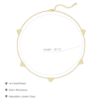 Airmb Heart Necklace for Women Gold/Silver Plated Trendy Heart Choker Lover Pendant Hypoallergenic Fashion Gold/Silver Necklace for Women Love Jewelry Gift for Women Girlfriend - color: 5 Heart-Crushed CZ-Gold