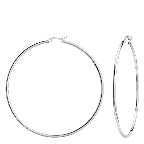 Savlano 925 Sterling silver Round Hoop Earrings for Women Comes in 30MM-65MM - size: 65 Millimeters