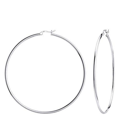 Savlano 925 Sterling silver Round Hoop Earrings for Women Comes in 30MM-65MM - size: 65 Millimeters