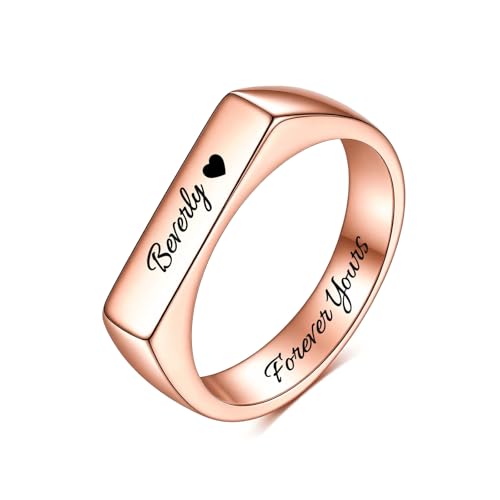Custom Ring for Women 925 Sterling Silver Name Rings Personalized Initial Ring Engraved Stackable Letter Ring Christmas Birthday Gifts For Mom Grandma Sisters Girlfriend - color: Style 3-Silver