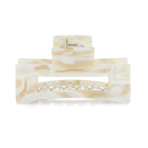 France Luxe Large Rectangle Hair Claw Clip, Thick Hair, Secure Hold, Alba | Handmade in France, Strong Spring Clasp, Smooth Contoured Teeth, Lightweight Comfort, For Thick, Curly & Long Hair - color: Alba