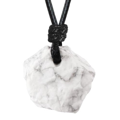 FANASY Natural Raw Crystal Necklace for Women Irregular Stone Necklaces Spiritual Gemstone Pendant with Adjustable Rope - color: White Howlite
