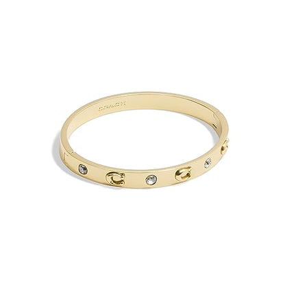 COACH Women's Signature C Logo Hinged Bangle Bracelet - color: Gold
