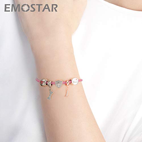 EMOSTAR Letter Charms Initial A-Z Alphabet Beads, Rose Gold 925 Sterling Silver Dangle CZ Birthstone Pendant, Gifts for European Charm Bracelet/Mothers Day/Birthday - color: Letter I