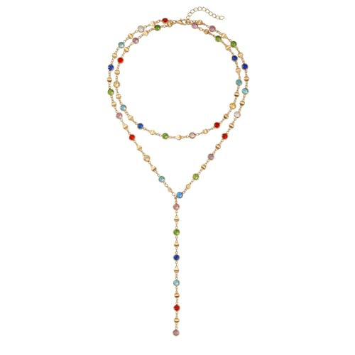 KURTCB Rhinestone Necklace for Women Boho Long Y Lariat Gold Necklace Stack Colorful Summer Beach Jewelry - color: Multicolor Layered