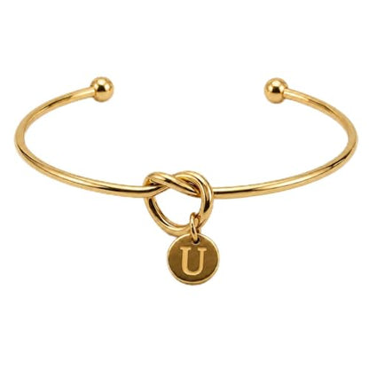 LemonRose Initial Bracelets for Women - Dainty Tie the Knot Letter A-Z 14K Gold Plated for Women Gold Cuff Bracelet for Womens Jewelry Personalized Bridesmaid Proposal Gifts - color: Gold U