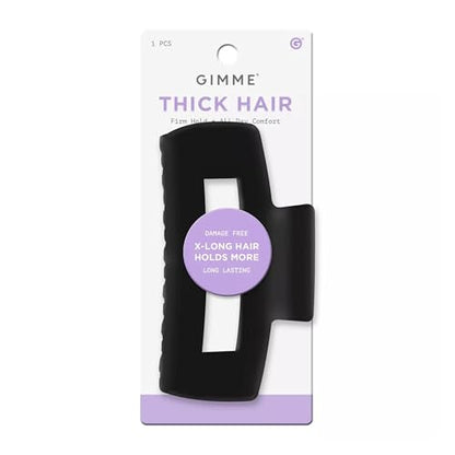 Gimme Beauty Large Cavity Claw Clip - Strong Hold Hair Accessory for Thick, Long Hair - Break-Resistant Rectangle Clip with No-Slip Grip - Black