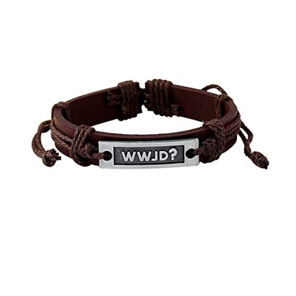 FORUBUS Religious Cross Leather Bracelet, Leather Cross Bracelet for Women Men Religious Gift, Church Pray Baptism Christmas Jewelry - color: Brown Cross+WWJD
