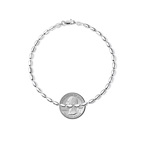 Savlano 925 Sterling Silver Oval Rice Bead Strand Chain Anklet For Women - Made in Italy Comes With a Gift Box - style: 4MM