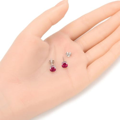 Adabele Authentic Sterling Silver Birthstone Stud Earrings 6mm 8mm Cubic Zirconia Imitation Diamond Gemstone Hypoallergenic Nickel Free Tarnish Resistant Women Fine Jewelry - color: July, size: 6mm/0.84 Carat