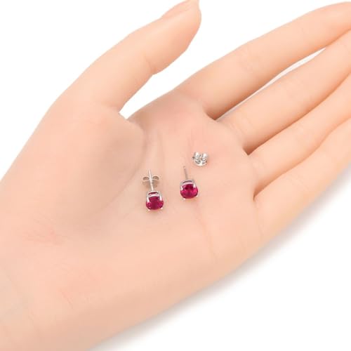 Authentic Sterling Silver Birthstone Stud Earrings 6mm/0.84 Carat Cubic Zirconia Imitation Diamond Gemstone Hypoallergenic Nickel Free Tarnish Resistant Women Men Fine Jewelry - color: July