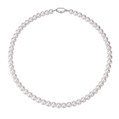 White Genuine Freshwater Cultured Pearl Necklace For Women And Men | Full Sizes from 3mm to 14mm Freshwater Pearls, AAA Grade & Above, A Love Gift Choice For Anniversaries And Birthdays - size: 7-8mm 16in AAAA