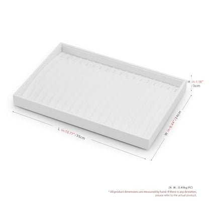 White PU Leather Jewelry Display Tray for Long Chain Pendant Necklace Organizer Display Showcase Jewelry Storage Tray - size: 18 Slot