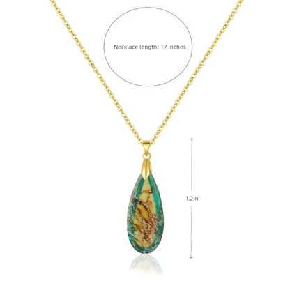 Inspirational Gifts Healing Gold Pendant Gold Necklaces for Women，Get Well Soon Encouragement Gifts for Women Friends Sister Mom, Natural stone Pendant Healing boho Friendship Jewelry for women - color: Yellow Green - Gold