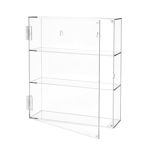 Acrylic Display Case, 3 Tier Clear Dustproof Cabinet Box with Magnetic Door, Wall Mounted or Desktop Organizer for Collectibles, Figures, Crystals, Mini Toys, Jewelry